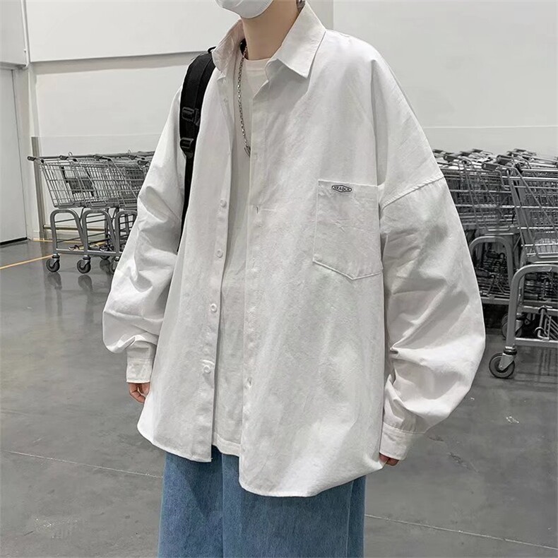 复古衬衫男港风日系宽松春季新款长袖衬衣纯棉面料CT67P38,男装衬衫,星座1116-2