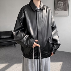 美式复古PU皮衣外套男青年潮牌秋季工装飞行员夹克港风高街机车服，男装夹克，星座506