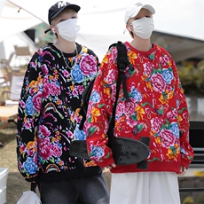 B203常规圆领大花大码卫衣外套男春装休闲黑红色套头衫潮团队服潮，男装卫衣，星座115A(原星座507）