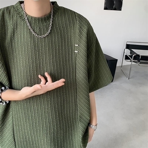男士短袖t恤夏装垂感五分袖上衣设计感小众潮牌T3505-P38图片
