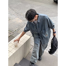 夏季新款衬衫潮流慵懒男方领牛仔衬衫P58，男装衬衫，星座1116-2