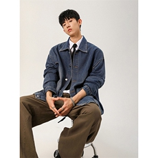 经典款水洗文艺廓形街头外套美式复古情侣百搭牛仔外套HY715TP58，男装工装外套，电商A102B