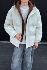 冬季撞色连帽假两件棉服情侣款保暖棉衣宽松外套D4134-TP75不，男装棉衣，电商A102