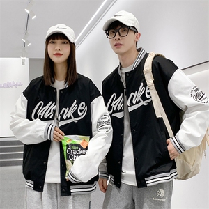 JK6610 P65港风拼接棒球服男刺绣情侣外套宽松百搭夹克图片