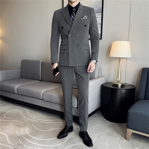 西服套装男士三件套商务职业正装小西装韩版修身伴郎新郎结婚礼服图片