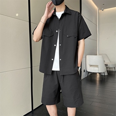 短袖衬衫男新款夏季薄款透气搭配一套短裤宽松翻领衬衣TZ067-P95，男装牛仔裤，星座308B-2