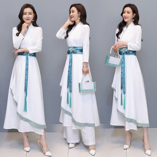 优雅刺绣汉服风连衣裙时尚改良版型显瘦修身,女装汉服/婚纱/旗袍/礼服,芷墨服饰