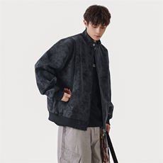 2025秋季新款现货绒感雾花皮衣男立领夹克外套DSA157B-J2550-P85，男装夹克，电商A157B