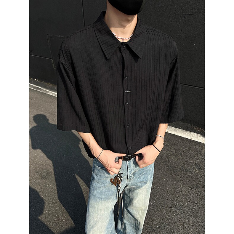 现货夏新男潮短袖小众高级褶皱感设计衬衫上衣513DC3538P30,男装T恤,星座513