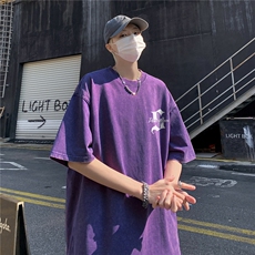 潮流美式复古做旧水洗短袖男夏季2024新款港风ins潮牌男装T恤，男装T恤，电商C306-1