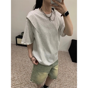 高级感解构拼接短袖t恤男夏设计感宽松小众休闲上衣LDT2055-P35图片
