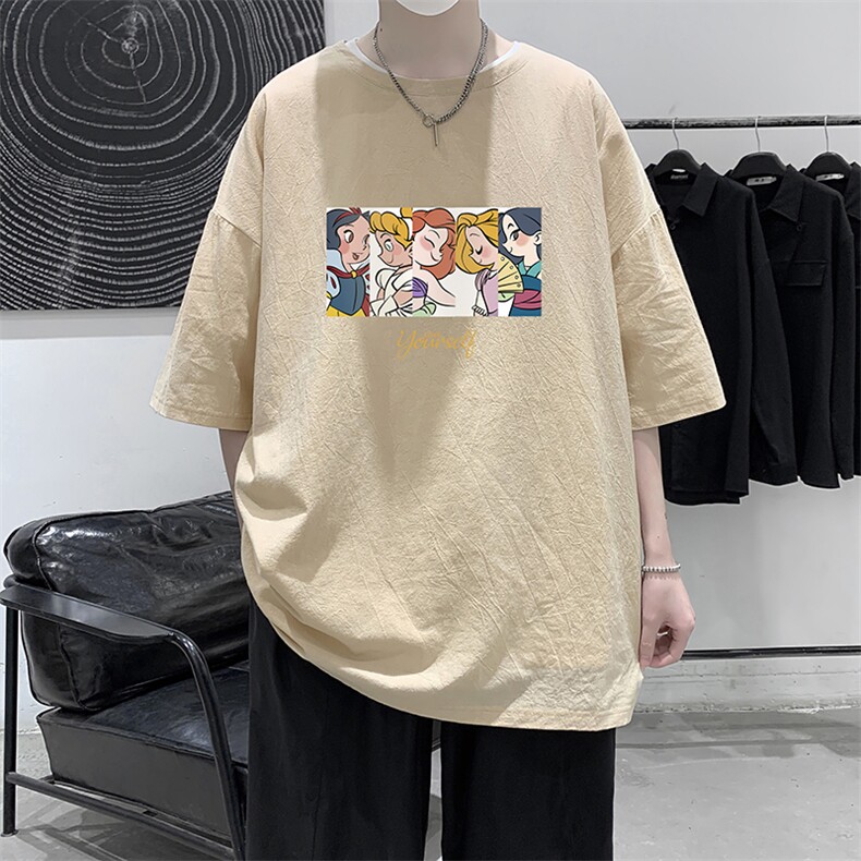 YT26396-P30亚麻短袖t恤男大码五分袖男宽松七分袖大皂风模特,男装T恤,电商A040