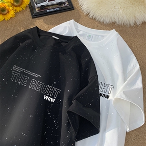 量大优供抖音视频 支持得物配合二开美式满天星亮片短袖T恤MTX336图片