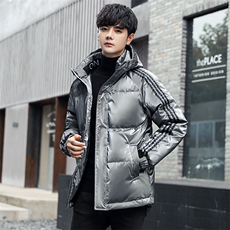 仓库现货三条杠连帽鲨鱼皮直播质量短款外套羽绒服R213P90，男装羽绒服，星座301D-5(原星座1415）
