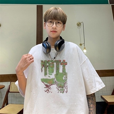 可48小时发货支持抖音得物来样二开美式满天星亮片短袖T恤MTX659，男装T恤，电商A486-1