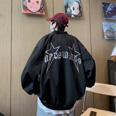 秋款情侣港风连帽工装外套贴标休闲冲锋衣夹克男JK0681-P63，男装夹克，星座308B-1