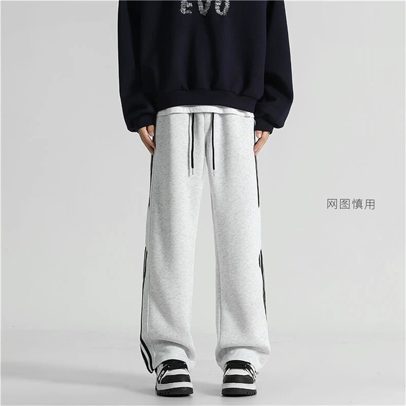 网图大加绒男港风宽松垂感卫裤运动裤K10233-P38/K10233绒45,男装休闲裤,电商A099