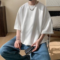 ！2025夏季新款男士银色字母印花情侣短袖T恤TL2410特P19控38，男装T恤，电商B220