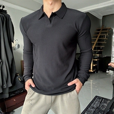 GYM海鸥领POLO长袖T恤弹力针织上衣ZW0152特批36，男装T恤，星座313A(原308A-2)
