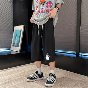 QK72167-P25冰丝七分裤男大码速干短裤男五分裤港风