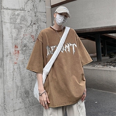 B239-1180-P38字母印花美式复古水洗做旧高克重短袖T恤美式，男装T恤，星座514-2(原B239)