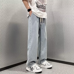 高街牛仔裤男女韩版潮流松紧腰宽松2025夏秋ins仓库RK2711-P38图片