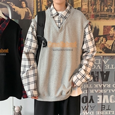 新款假两件卫衣男潮ins春季衬衫领长袖中性拼接上衣外穿W012-p42，男装卫衣，星座1008