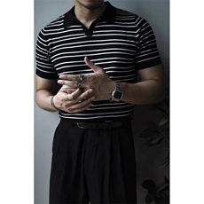 CP1175-P39夏季新款V领冰感针织polo衫男短袖潮流时尚翻领T恤男，男装T恤，电商B323A