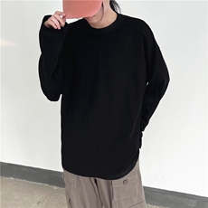 现货纯色百搭全棉长袖T恤高品质纯色套头圆领长袖打底衫，男装T恤，星座510-1