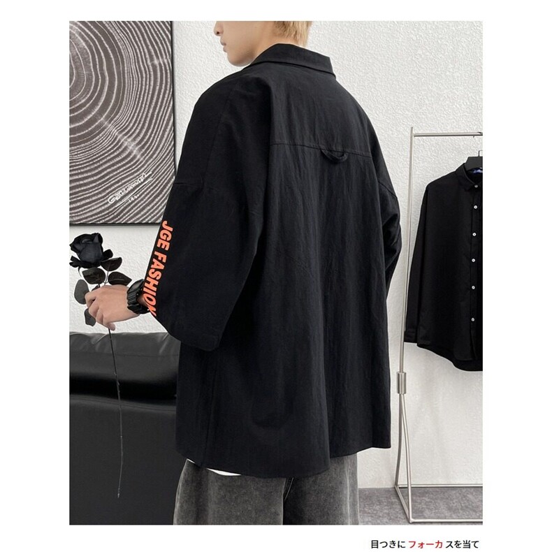 日系条纹短袖衬衫男夏季cityboy休闲百搭翻领衬衣潮牌薄款外套潮,男装衬衫,星座506A