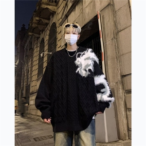 美式圆领毛衣男慵懒风休闲针织衫HY94P53