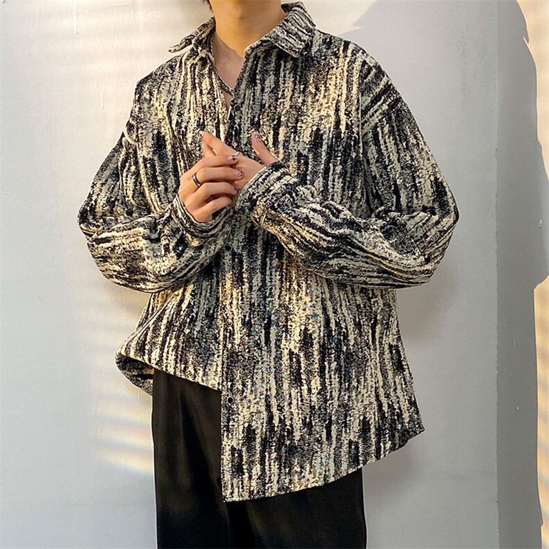 2022扎染加厚长袖衬衫男青少年渐变迷彩外套百搭加厚衬衣CS901P55图片