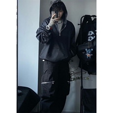 档口图何秋亊同款渐变色卫衣设计感拉链连帽外套WY888-P65，女装短外套，星座1213