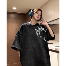 得物抖音直播高品质麂皮绒风印花宽松短袖djp295-特批23控39，男装T恤，星座605(原A050)