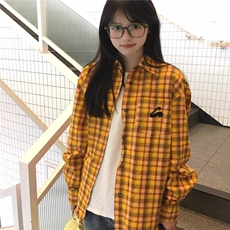 复古多巴胺格子衬衫女春秋宽松慵懒风独特超好看流苏衬衣外套，男装衬衫，星座1210-1