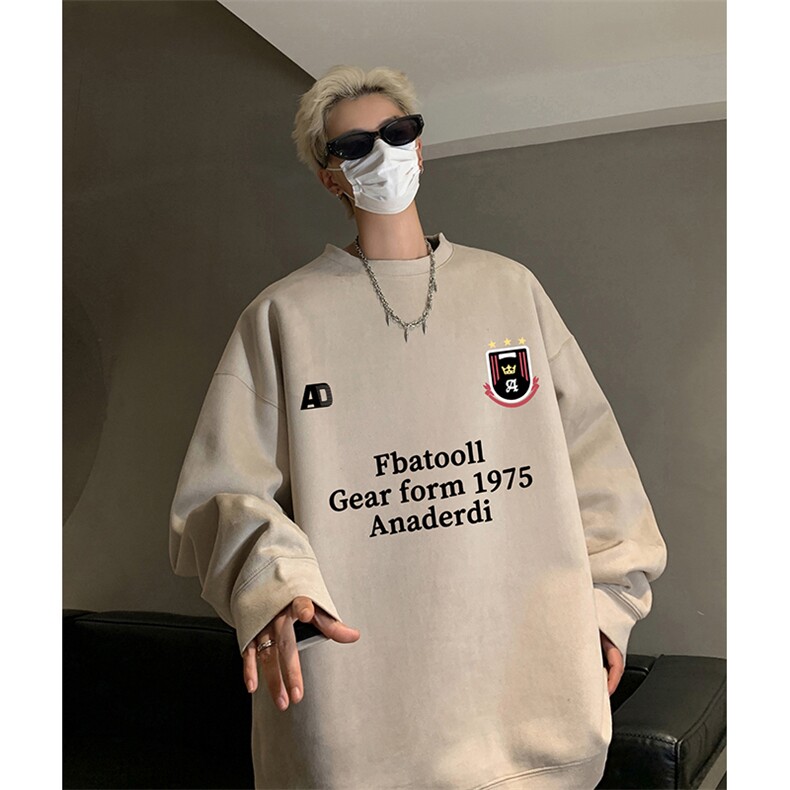抖音得物供货提供视频秋冬重磅美式麂皮绒圆领卫衣JY346,男装卫衣,电商A486