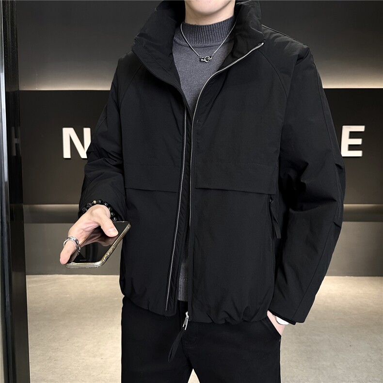 标90纯色无帽翻领羽绒服休闲百搭上衣外套男A329-YR2568-P255,男装羽绒服,电商A329