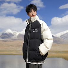 现货抖音得物可供视频三防加厚羽绒拼接棉衣外套面包棉服86638，男装棉衣，电商A486