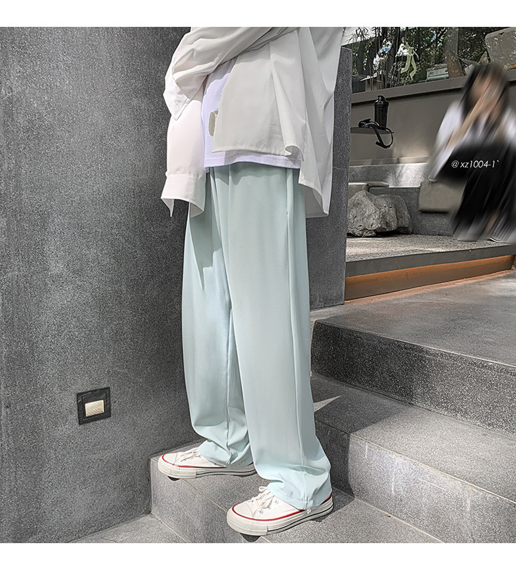 夏季拖地冰丝西裤宽松直筒超薄垂感拖地裤XZ1004-1KZ1668P35控,男装休闲裤,星座715