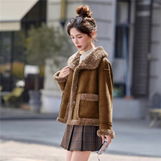 2025冬季新款~~双面穿皮毛一体，女装棉衣/棉服，意芙