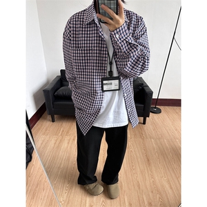 2026春夏新款提花格子长袖衬衫高品质格子衬衫复古外套CS253-P45图片
