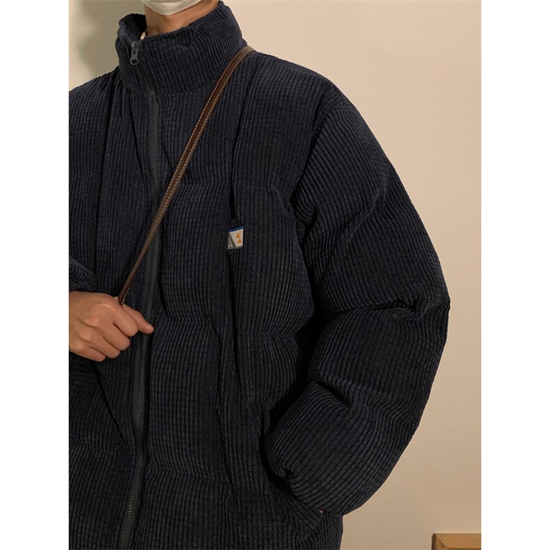 潮牌冬季新款灯芯绒棉服男韩版潮流宽松复古痞帅百搭外套V11-P90图片