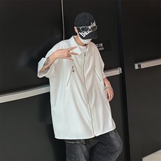 2023复古衬衫男夏装港风学生宽松新款男装上衣外穿CS0335-P35，男装衬衫，星座308B-1