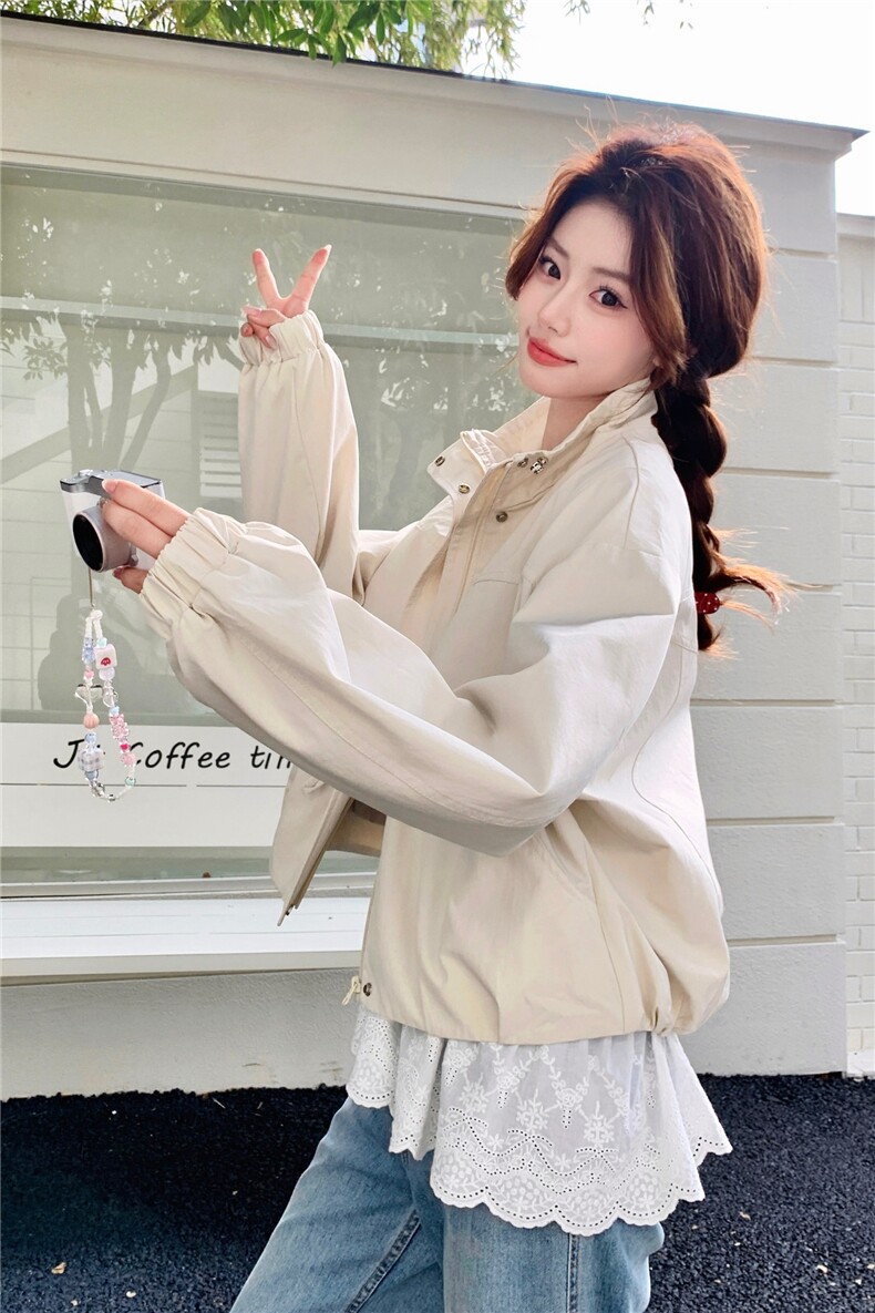 现货米白色春季新款外套女短款休闲宽松上衣2C353--721#P165K268,女装短外套,2C353
