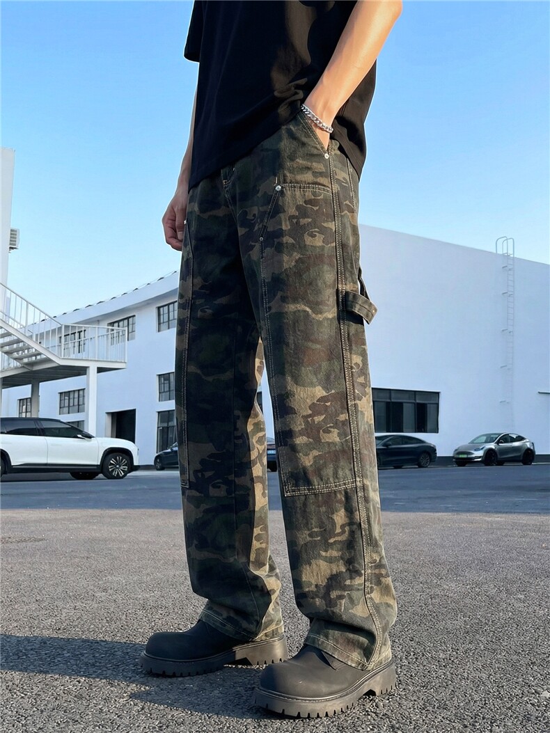 美式高街迷彩工装裤男潮牌直筒宽松休闲裤i2026新款工装阔腿裤,男装工装外套,星座302A-2
