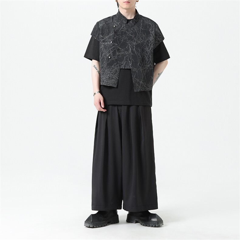 2025夏季新款男装新中式短款马夹外搭风短袖马甲外套C88-P65,男装T恤,电商B277(原6028)