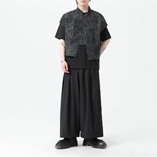 2025夏季新款男装新中式短款马夹外搭风短袖马甲外套C88-P65，男装T恤，电商B277(原6028)