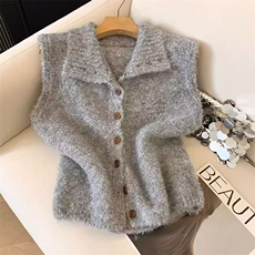 2025年秋季时尚百搭通勤简约休闲开衫马甲，女装马甲，萱芳婷羊绒