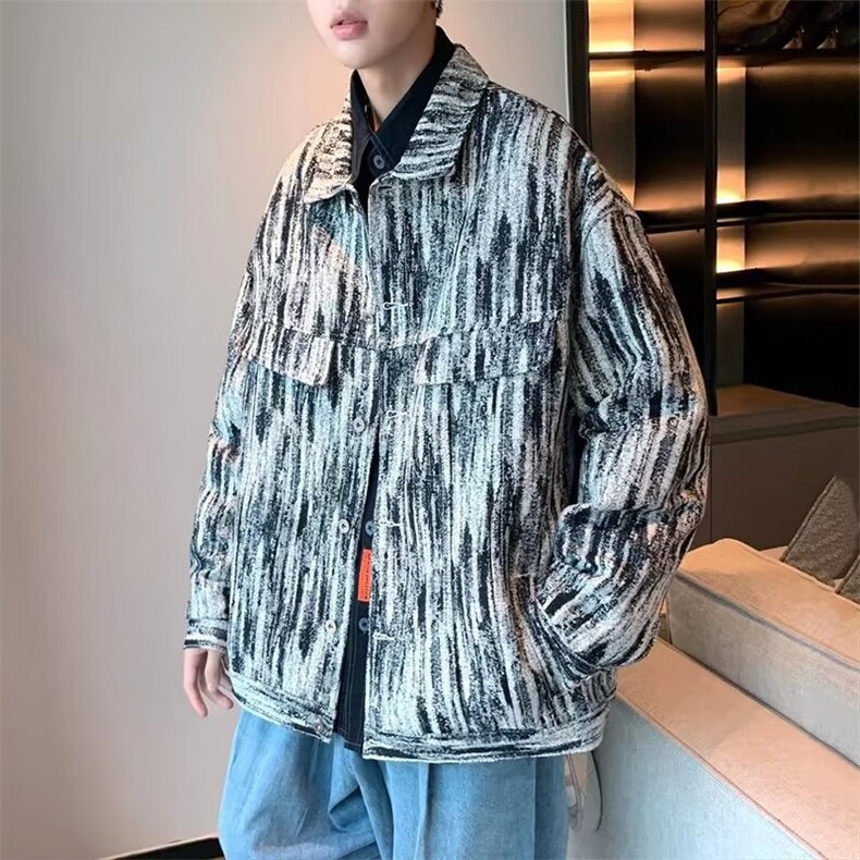 A81-P42长袖衬衫男春秋款高级感潮牌痞帅衬衣外套美式复古,男装衬衫,电商B323A