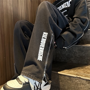 k1074-p55-控78 M-5XL 现货宽松拉链cleanfit牛仔裤马丁靴黑暗图片